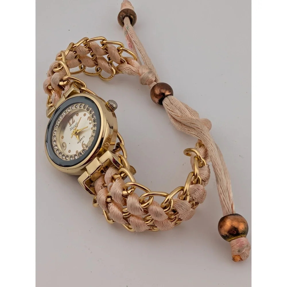 Sloggi Watch Women‎ 25mm Gold Case Pink/Gold Adjustable Band- New Battery